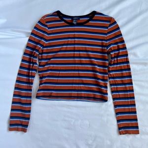 Striped Long Sleeve Crop Top